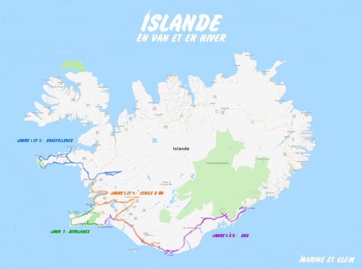 Itinéraire Islande Marine et Clem